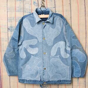 Custom upcycled patchwork denim jacket